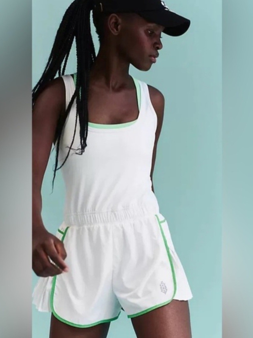 White FP Movement Easy Tiger Shortsie with Green trim - Picture 2 of 6